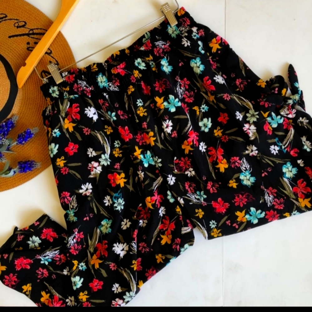 Floral Pants with Tie